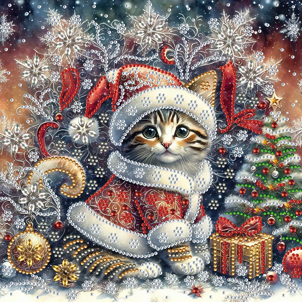 Christmas Kitten - Special Shaped Drill Diamond Painting 30*30CM