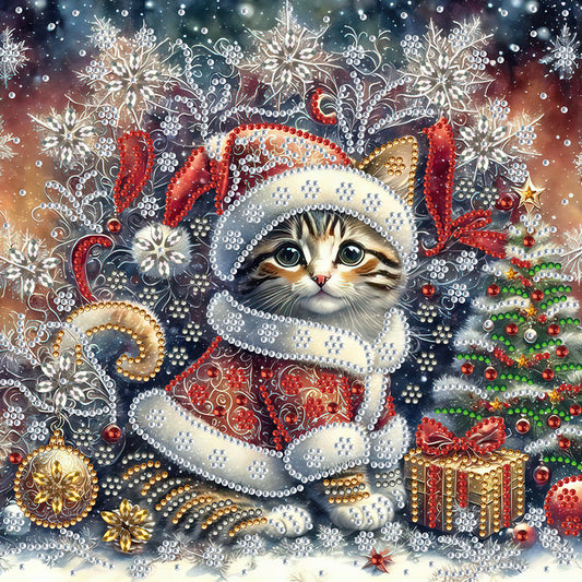 Christmas Kitten - Special Shaped Drill Diamond Painting 30*30CM