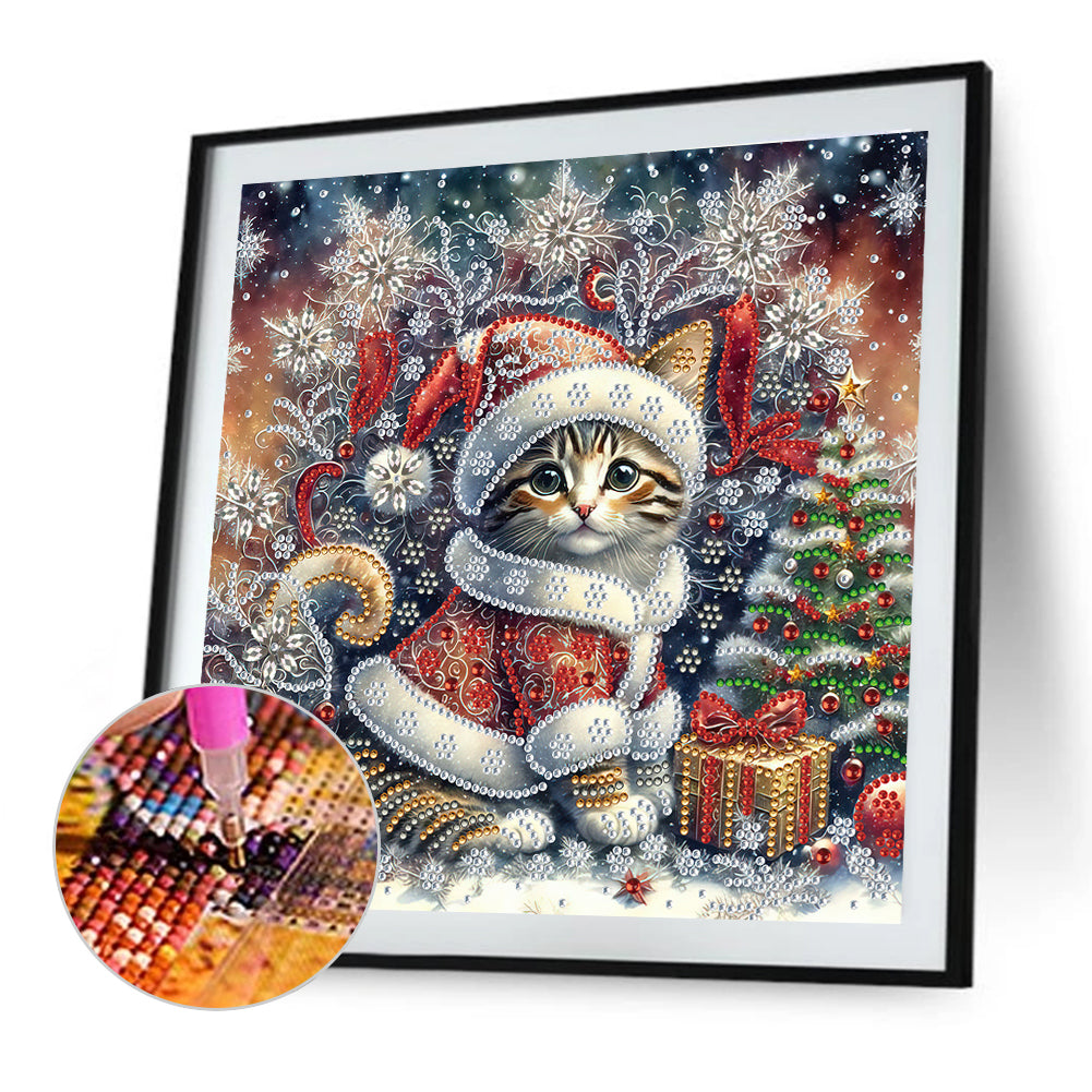 Christmas Kitten - Special Shaped Drill Diamond Painting 30*30CM