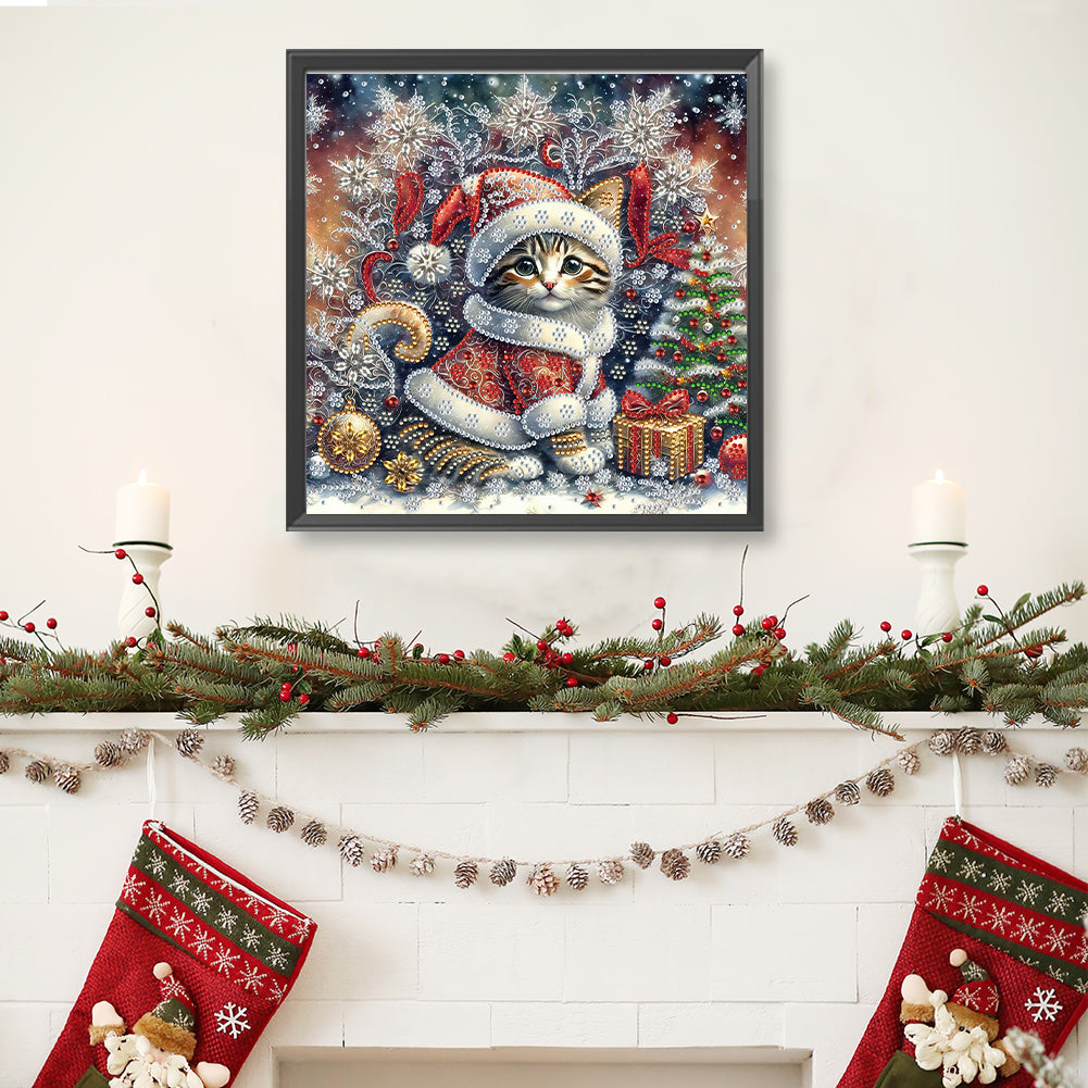 Christmas Kitten - Special Shaped Drill Diamond Painting 30*30CM