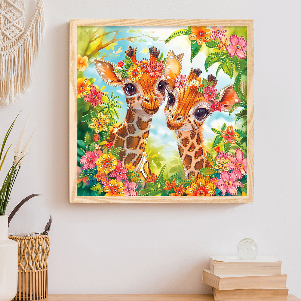 Funny Giraffe - Special Shaped Drill Diamond Painting 30*30CM