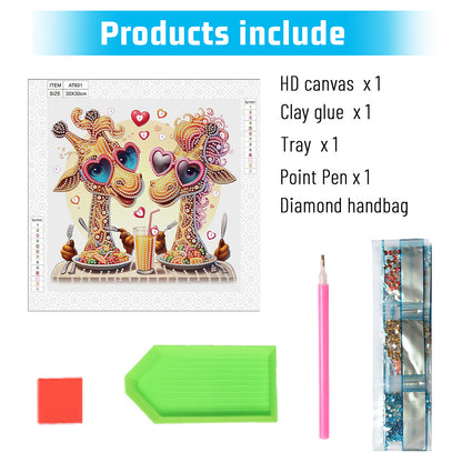 Funny Giraffe - Special Shaped Drill Diamond Painting 30*30CM