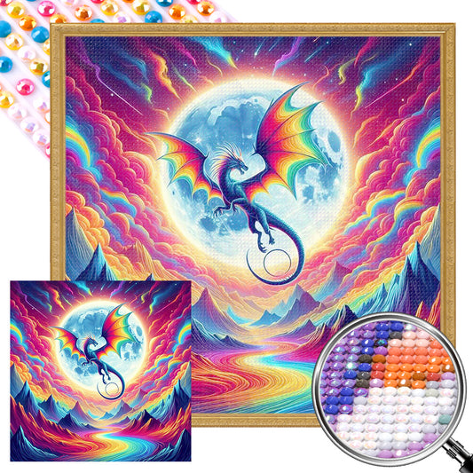 Flying Colorful Dragon - Full Round Drill Diamond Painting 40*40CM