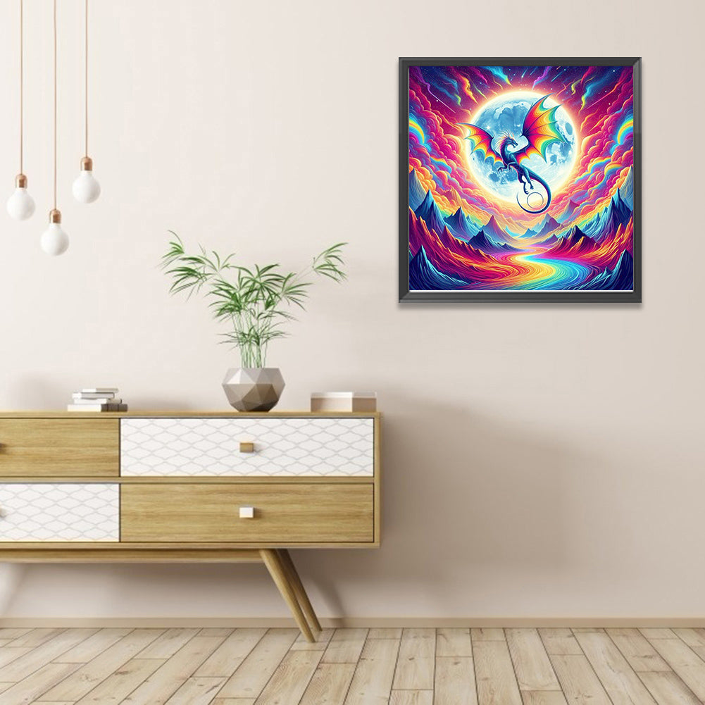 Flying Colorful Dragon - Full Round Drill Diamond Painting 40*40CM