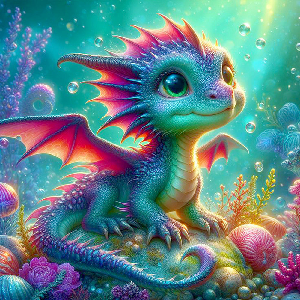 Colorful Little Dragon Underwater - Full Round Drill Diamond Painting 40*40CM