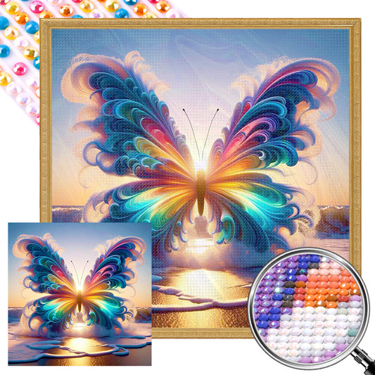 Colorful Butterflies On The Beach - Full Round Drill Diamond Painting 40*40CM