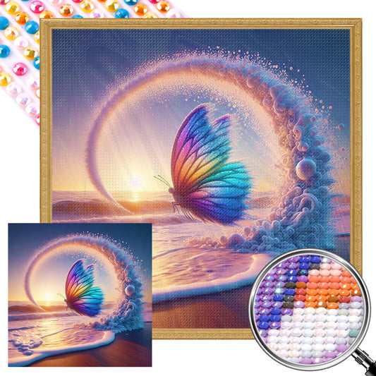 Colorful Butterflies On The Beach - Full Round Drill Diamond Painting 40*40CM