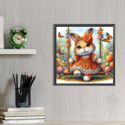 Rabbit On The Swing - Full AB Round Drill Diamond Painting 30*30CM