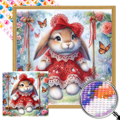 Rabbit On The Swing - Full AB Round Drill Diamond Painting 30*30CM