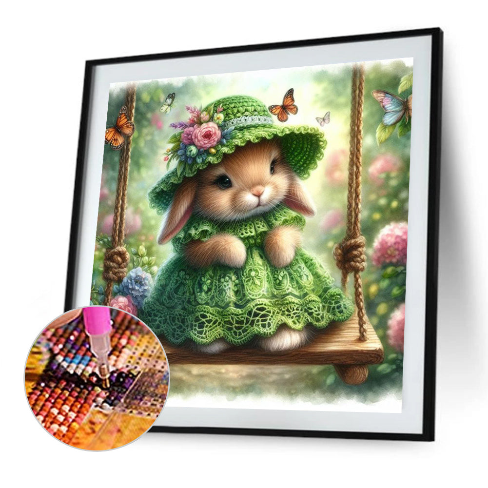 Rabbit On The Swing - Full AB Round Drill Diamond Painting 30*30CM