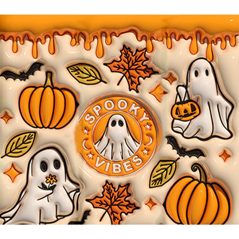 Halloween Pumpkins And Souls - Full Round Drill Diamond Painting 50*45CM