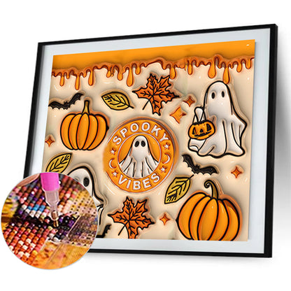 Halloween Pumpkins And Souls - Full Round Drill Diamond Painting 50*45CM