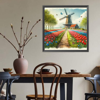 Tulips And Windmills - Full Round Drill Diamond Painting 50*50CM