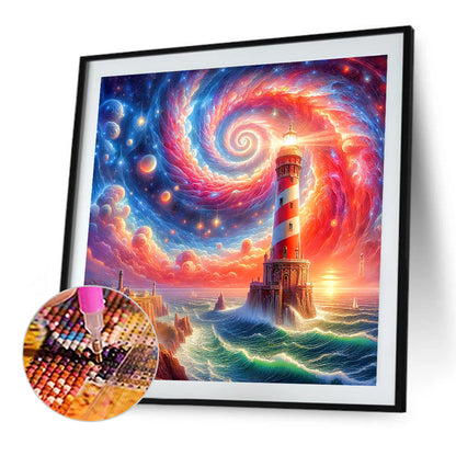 Seaside Lighthouse - Full Round Drill Diamond Painting 50*50CM