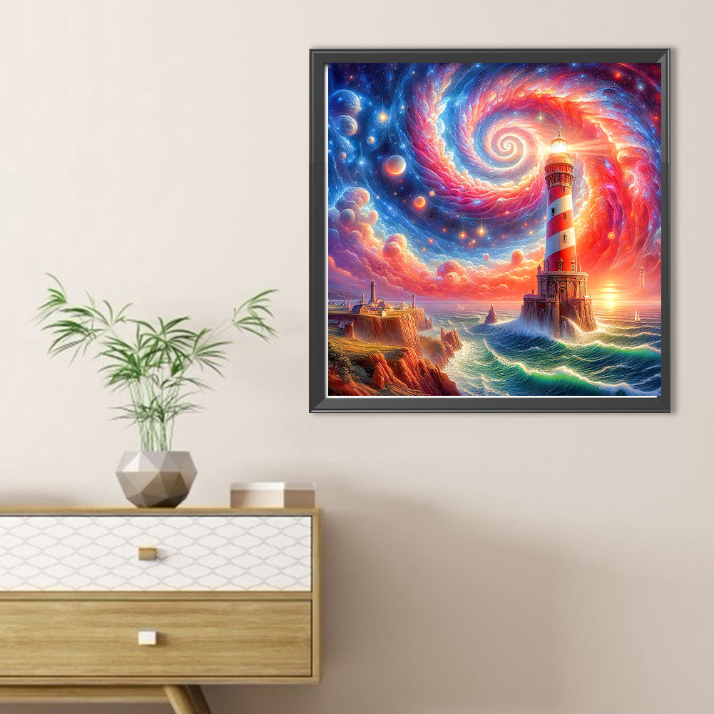 Seaside Lighthouse - Full Round Drill Diamond Painting 50*50CM