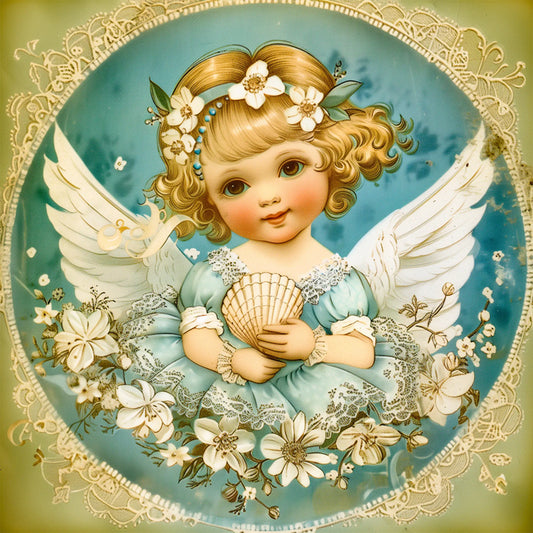 Fashionable Shell Angel Girl - Full Round Drill Diamond Painting 40*40CM