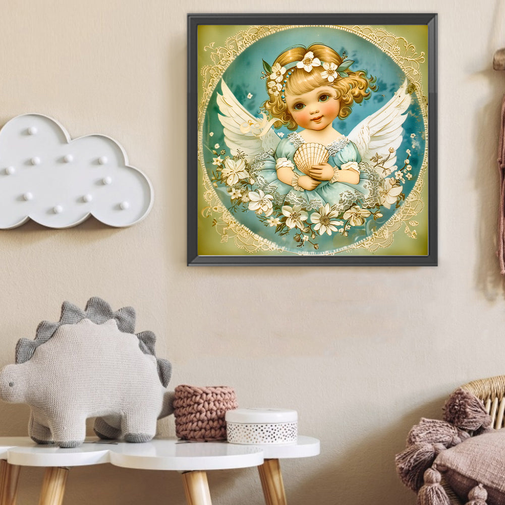 Fashionable Shell Angel Girl - Full Round Drill Diamond Painting 40*40CM