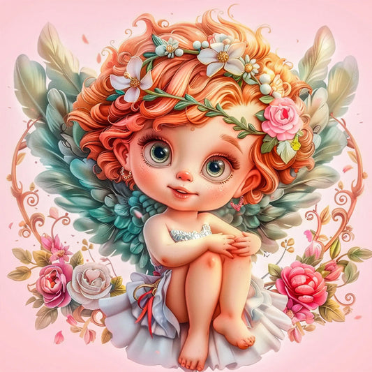 Flowers And Grass Peace Angel Girl - Full Round Drill Diamond Painting 40*40CM