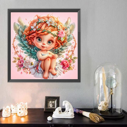Flowers And Grass Peace Angel Girl - Full Round Drill Diamond Painting 40*40CM