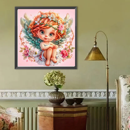 Flowers And Grass Peace Angel Girl - Full Round Drill Diamond Painting 40*40CM