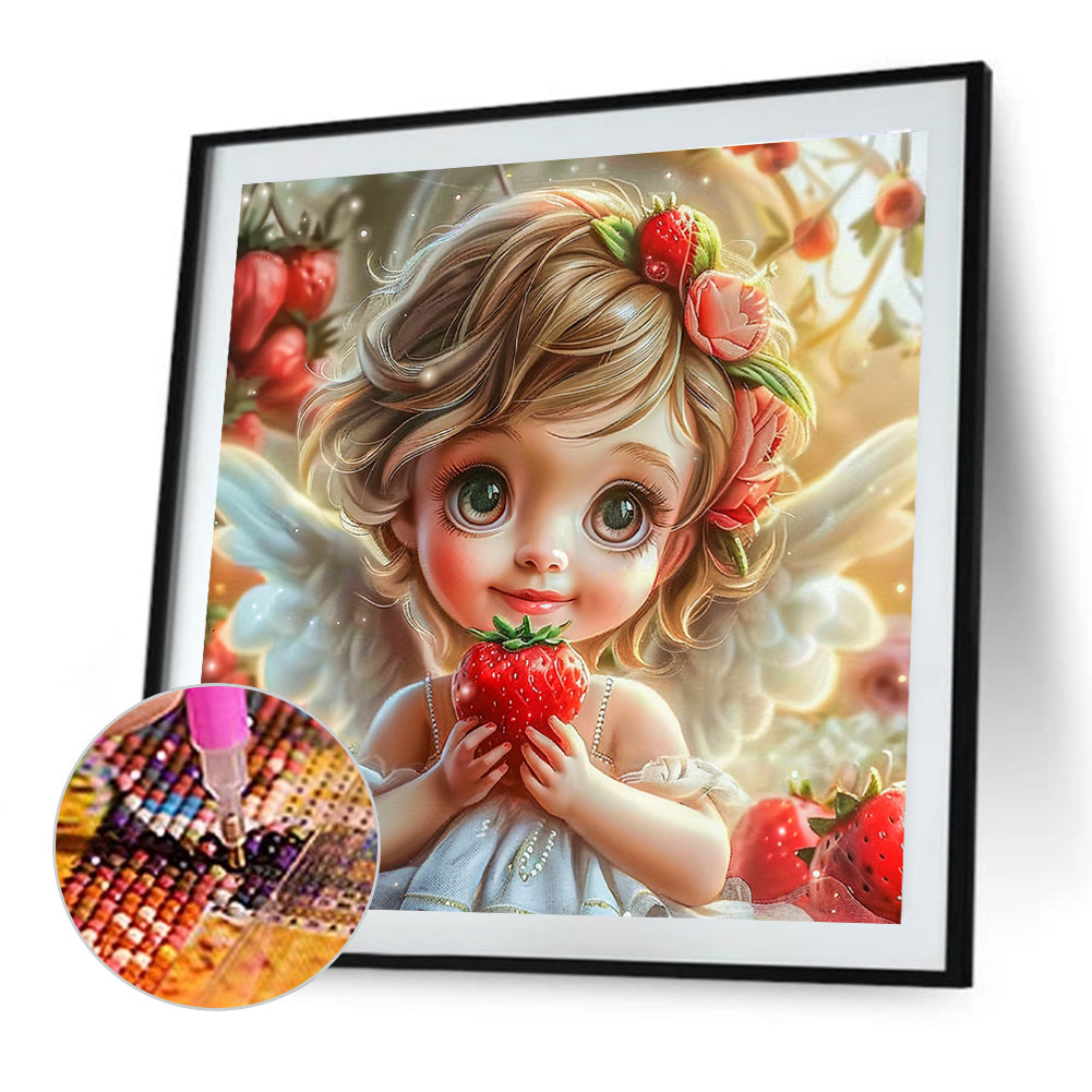 Strawberry Flower Angel Girl - Full Round Drill Diamond Painting 40*40CM