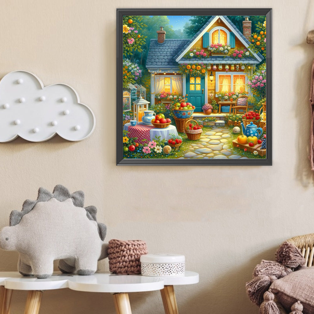 Flowers And Fruits House Front Yard - Full Round Drill Diamond Painting 40*40CM