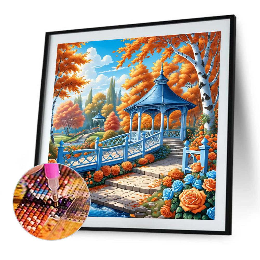 Autumn Maple Leaf Garden - Full Round Drill Diamond Painting 40*40CM