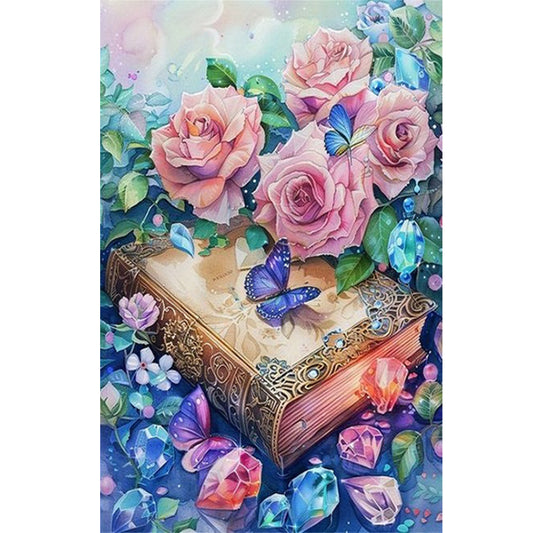 Crystal Flower Book Butterfly - Full Round Drill Diamond Painting 40*60CM