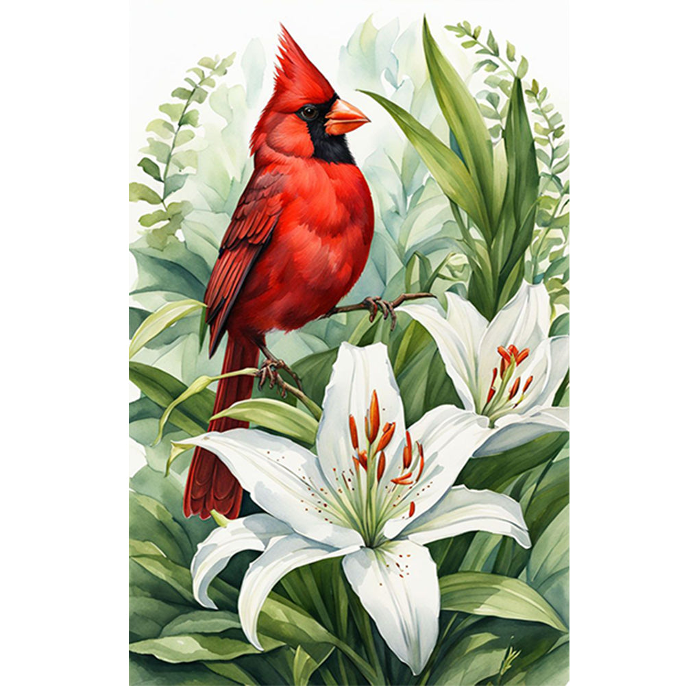 Lily Cardinal - Full Round Drill Diamond Painting 40*60CM