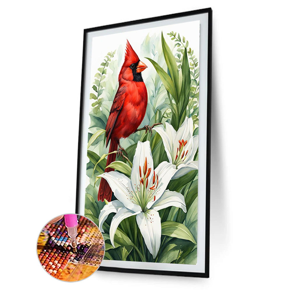 Lily Cardinal - Full Round Drill Diamond Painting 40*60CM