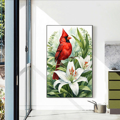 Lily Cardinal - Full Round Drill Diamond Painting 40*60CM