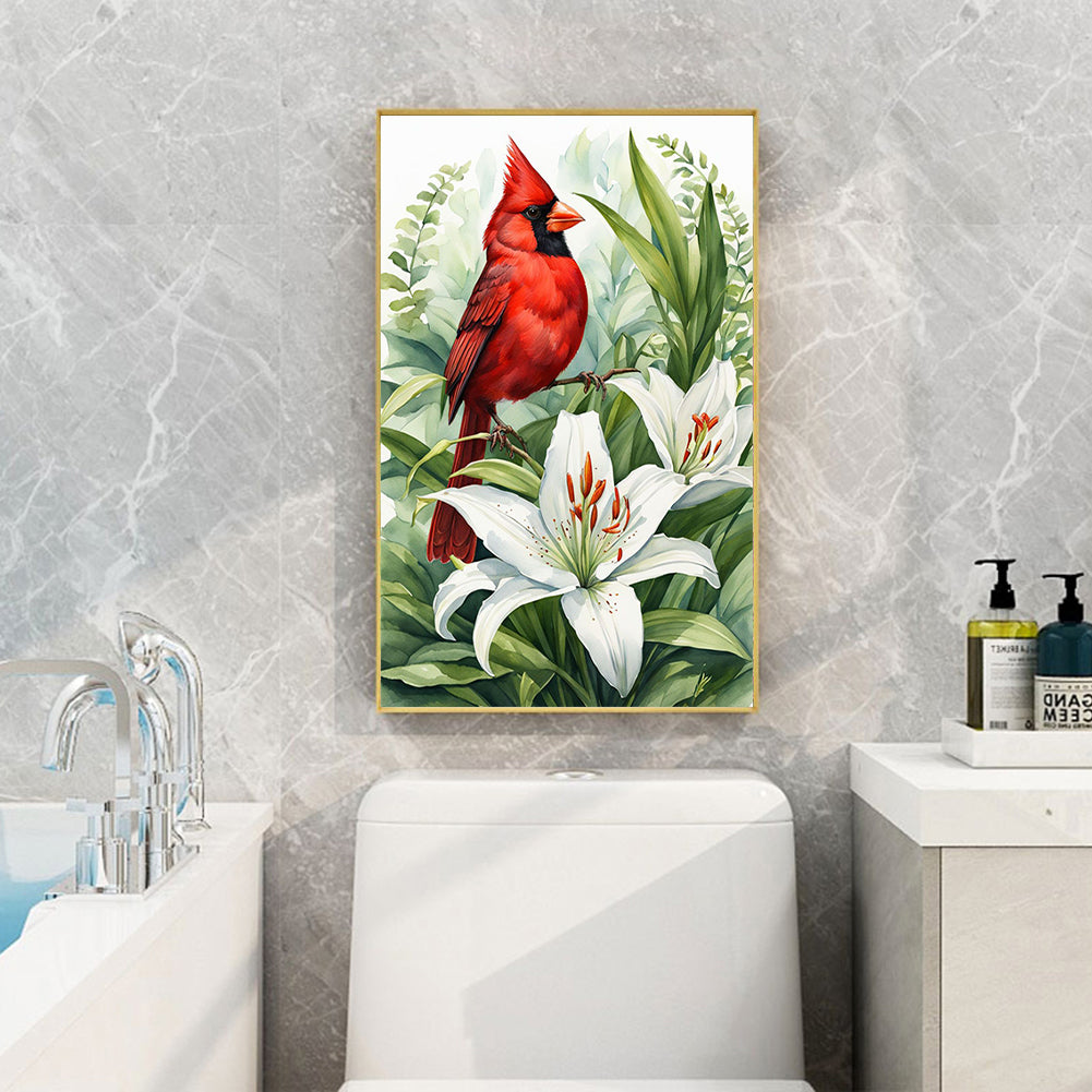 Lily Cardinal - Full Round Drill Diamond Painting 40*60CM