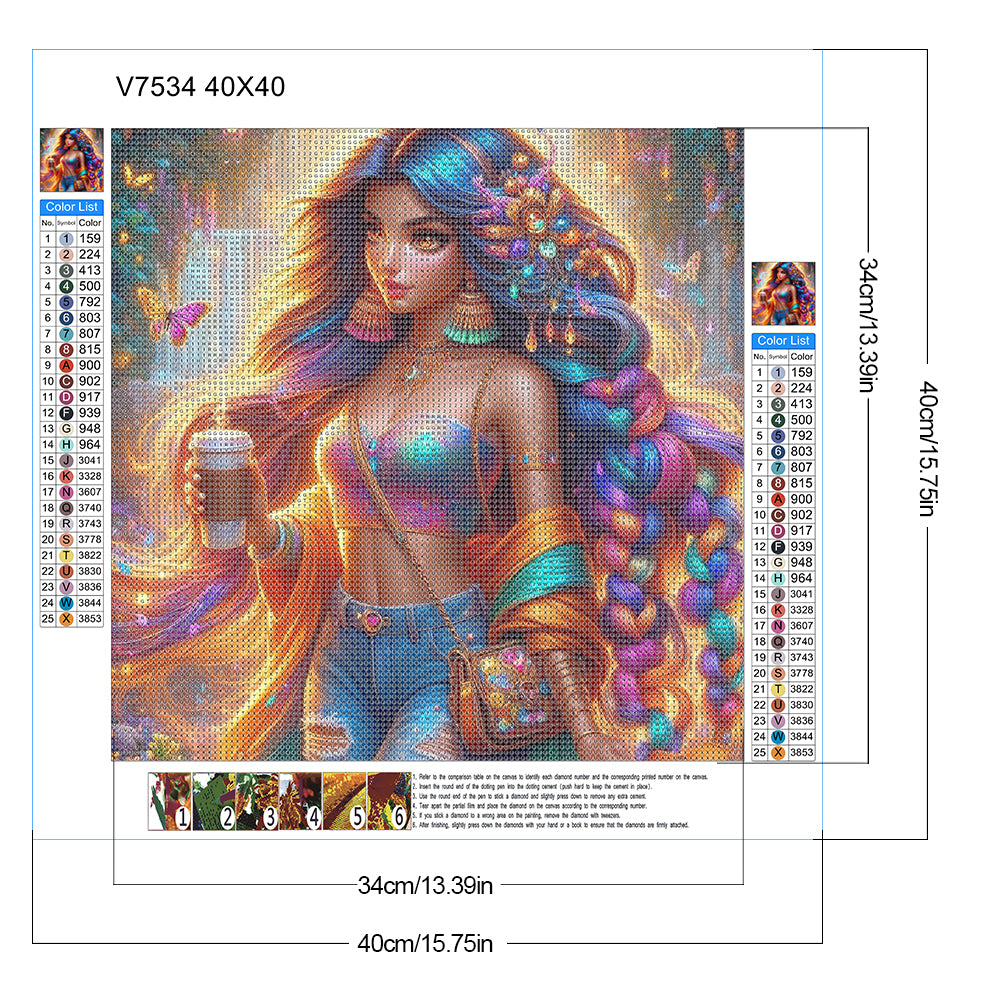 Girl With Braided Hair - Full Round Drill Diamond Painting 40*40CM