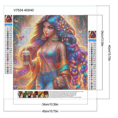 Girl With Braided Hair - Full Round Drill Diamond Painting 40*40CM