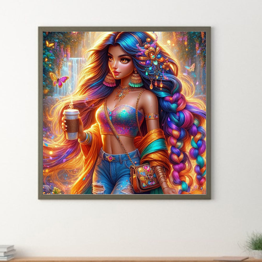 Girl With Braided Hair - Full Round Drill Diamond Painting 40*40CM