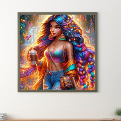 Girl With Braided Hair - Full Round Drill Diamond Painting 40*40CM