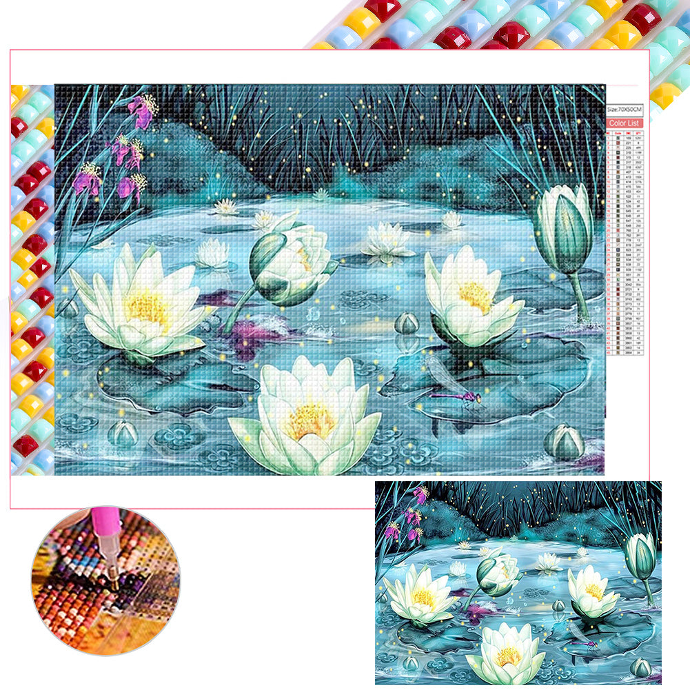 Lotus In The Lake - Full Square Drill Diamond Painting 70*50CM