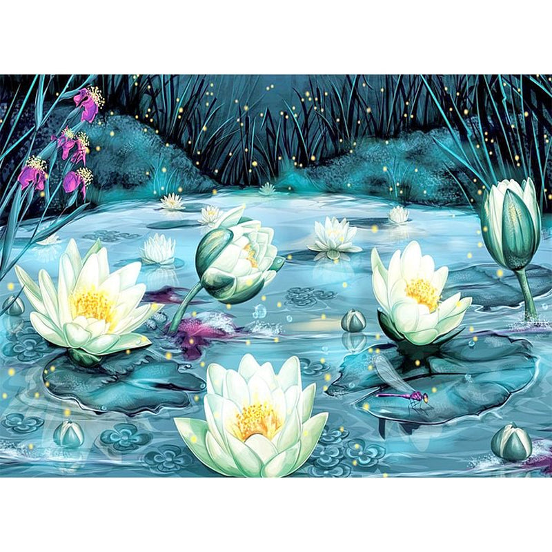 Lotus In The Lake - Full Square Drill Diamond Painting 70*50CM