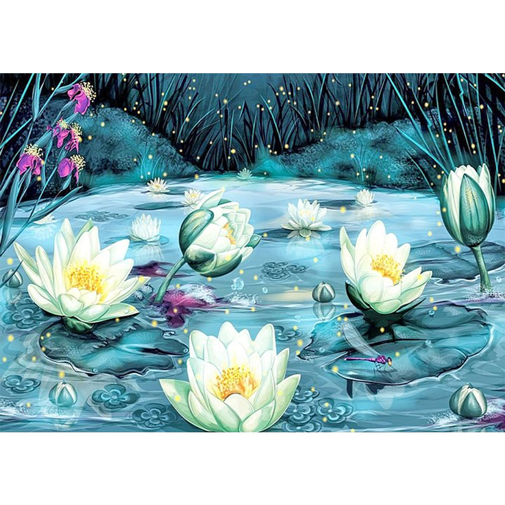 Lotus In The Lake - Full Square Drill Diamond Painting 70*50CM