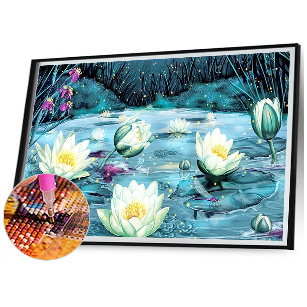 Lotus In The Lake - Full Square Drill Diamond Painting 70*50CM