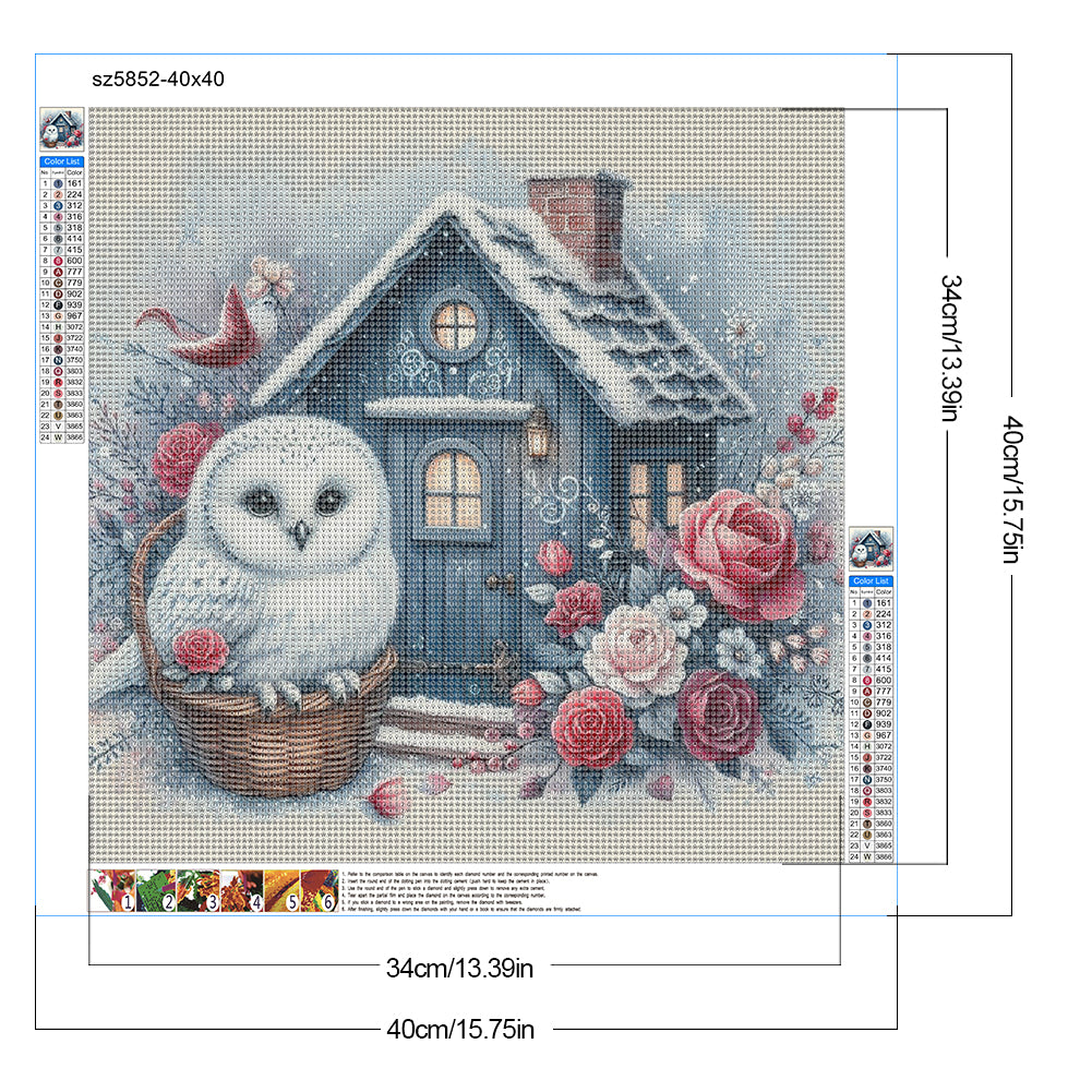 Garden Owl - Full Round Drill Diamond Painting 40*40CM