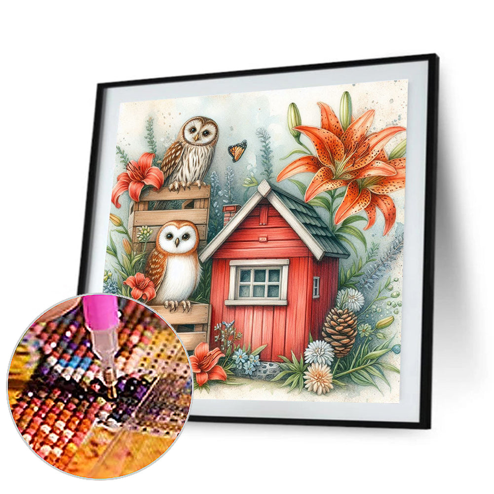 Garden Owl - Full Round Drill Diamond Painting 40*40CM