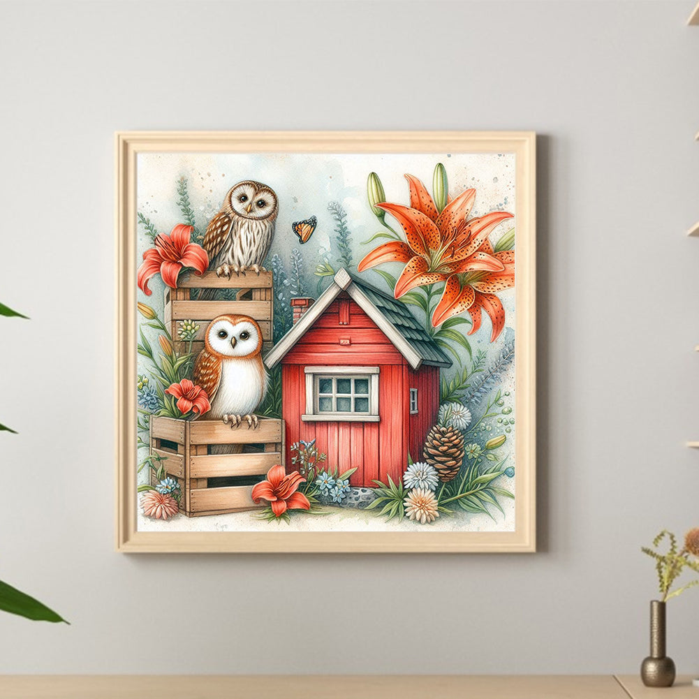 Garden Owl - Full Round Drill Diamond Painting 40*40CM