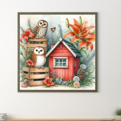 Garden Owl - Full Round Drill Diamond Painting 40*40CM