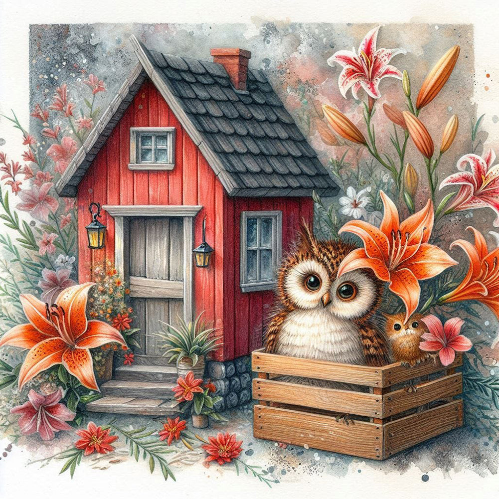 Garden Owl - Full Round Drill Diamond Painting 40*40CM