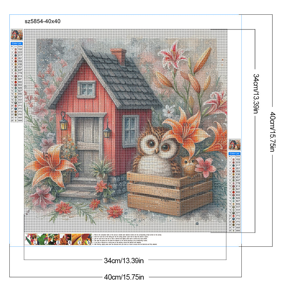 Garden Owl - Full Round Drill Diamond Painting 40*40CM