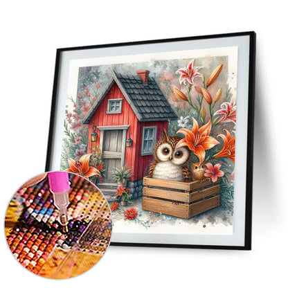 Garden Owl - Full Round Drill Diamond Painting 40*40CM