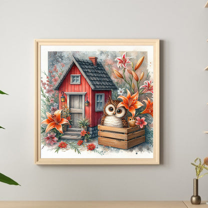 Garden Owl - Full Round Drill Diamond Painting 40*40CM