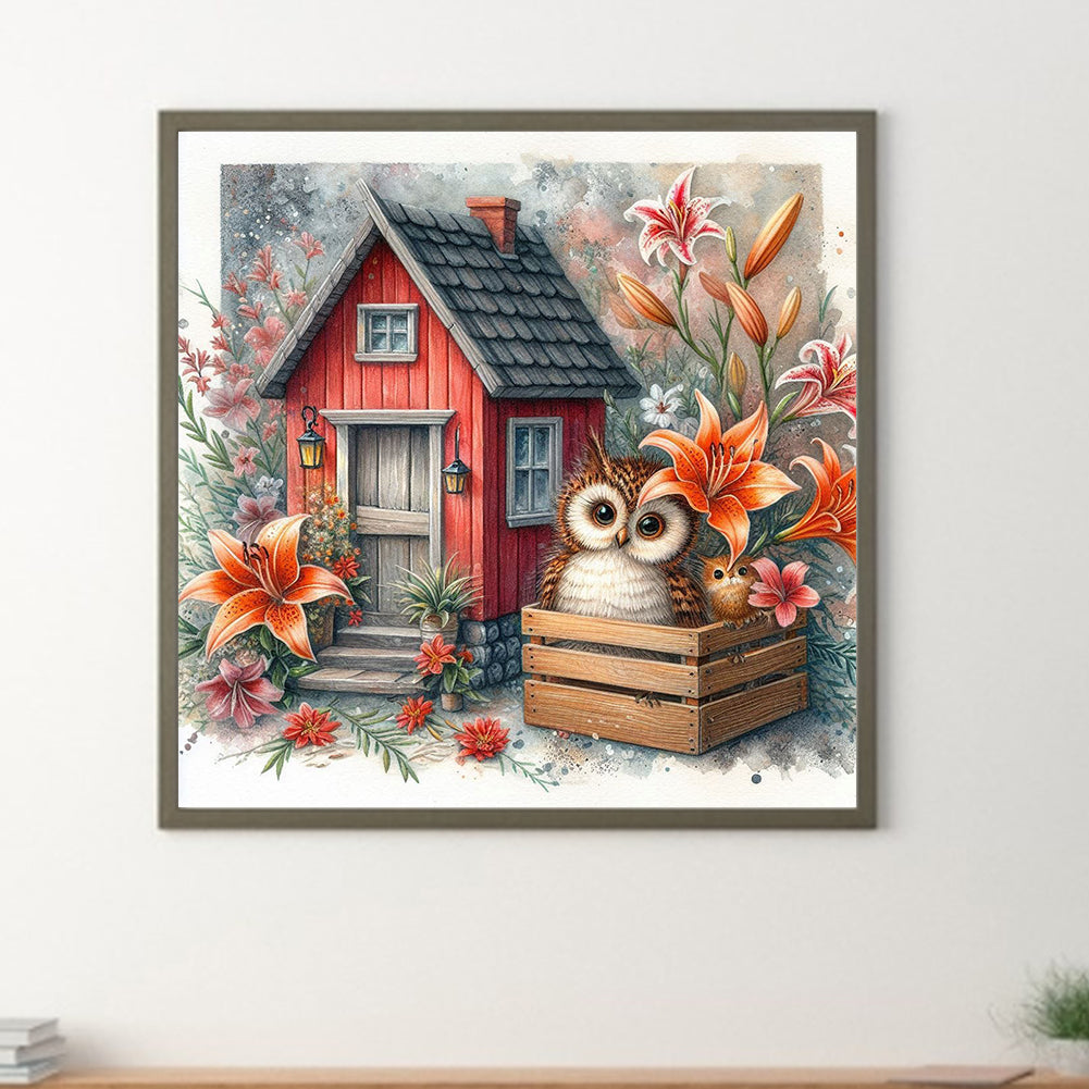 Garden Owl - Full Round Drill Diamond Painting 40*40CM