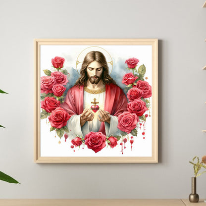 Love Red Rose Jesus - Full Round Drill Diamond Painting 40*40CM